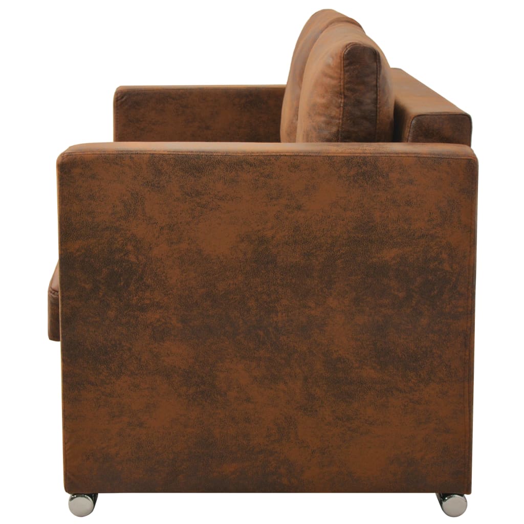 Sofa 2-osobowa, 137 x 73 x 82 cm, sztuczny zamsz - obrazek 3