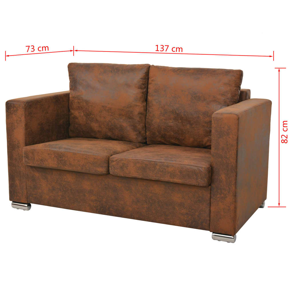Sofa 2-osobowa, 137 x 73 x 82 cm, sztuczny zamsz - obrazek 5