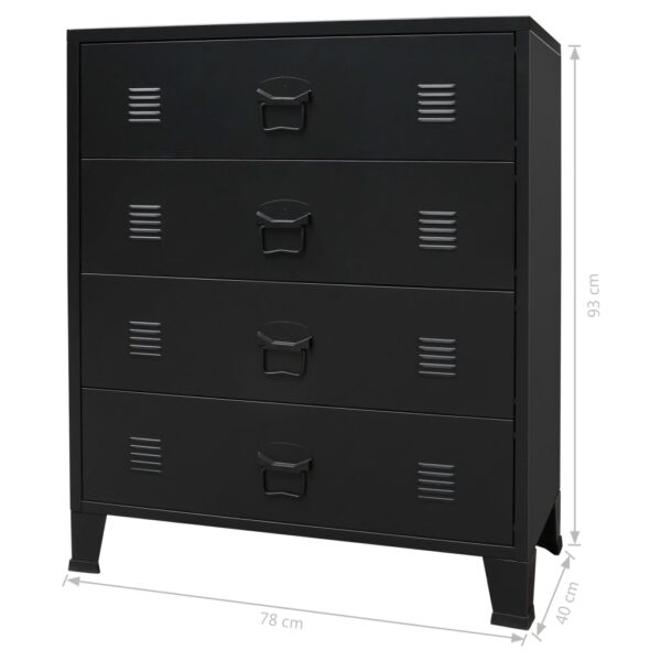 Metalowa komoda w industrialnym stylu, 78 x 40 x 93 cm, czarna - obrazek 10