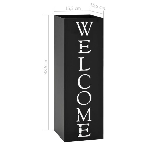 Stojak na parasole, z napisem Welcome, stalowy, czarny - obrazek 6