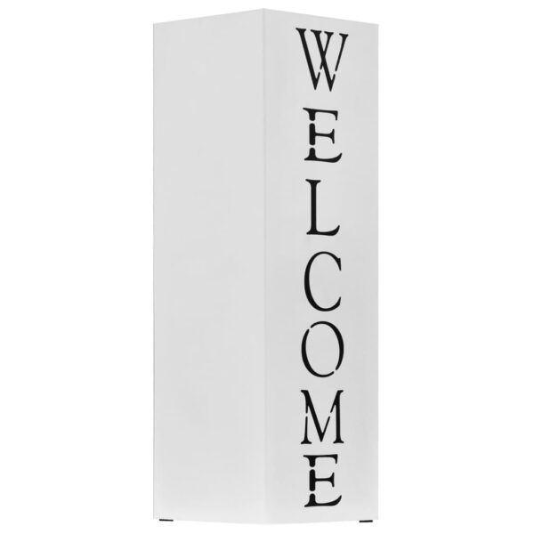 Stojak na parasole, z napisem Welcome, stalowy, biały - obrazek 2