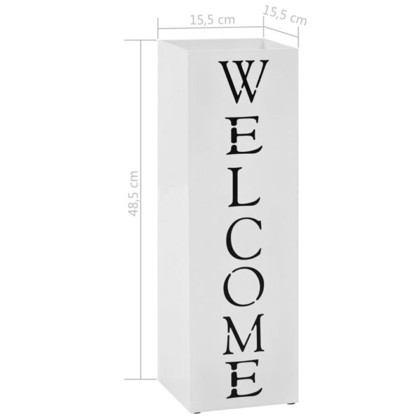 Stojak na parasole, z napisem Welcome, stalowy, biały - obrazek 6
