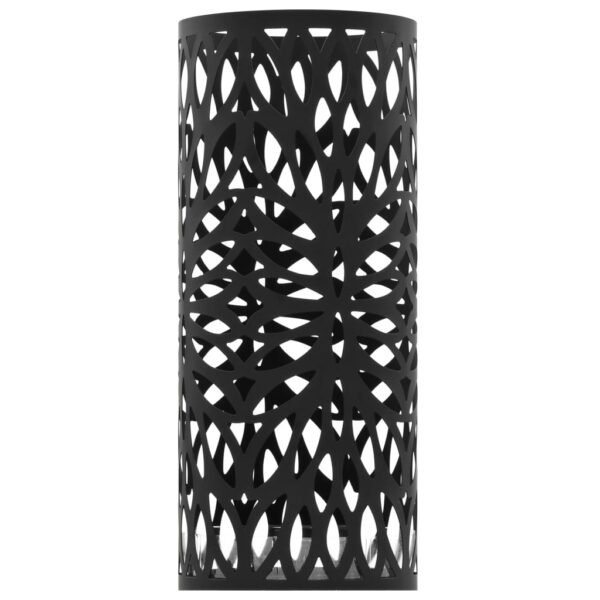 Stojak na parasole, design w liście, stalowy, czarny - obrazek 2