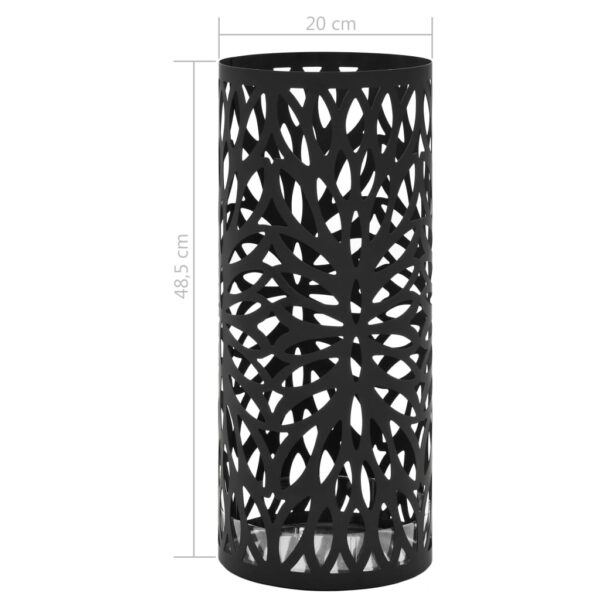 Stojak na parasole, design w liście, stalowy, czarny - obrazek 5