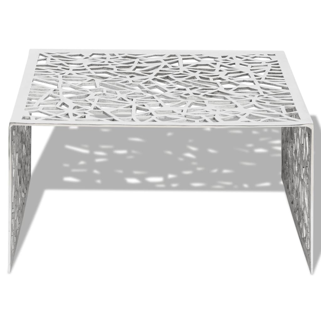 Ażurowy stolik kawowy z aluminium, kolor srebrny - obrazek 3