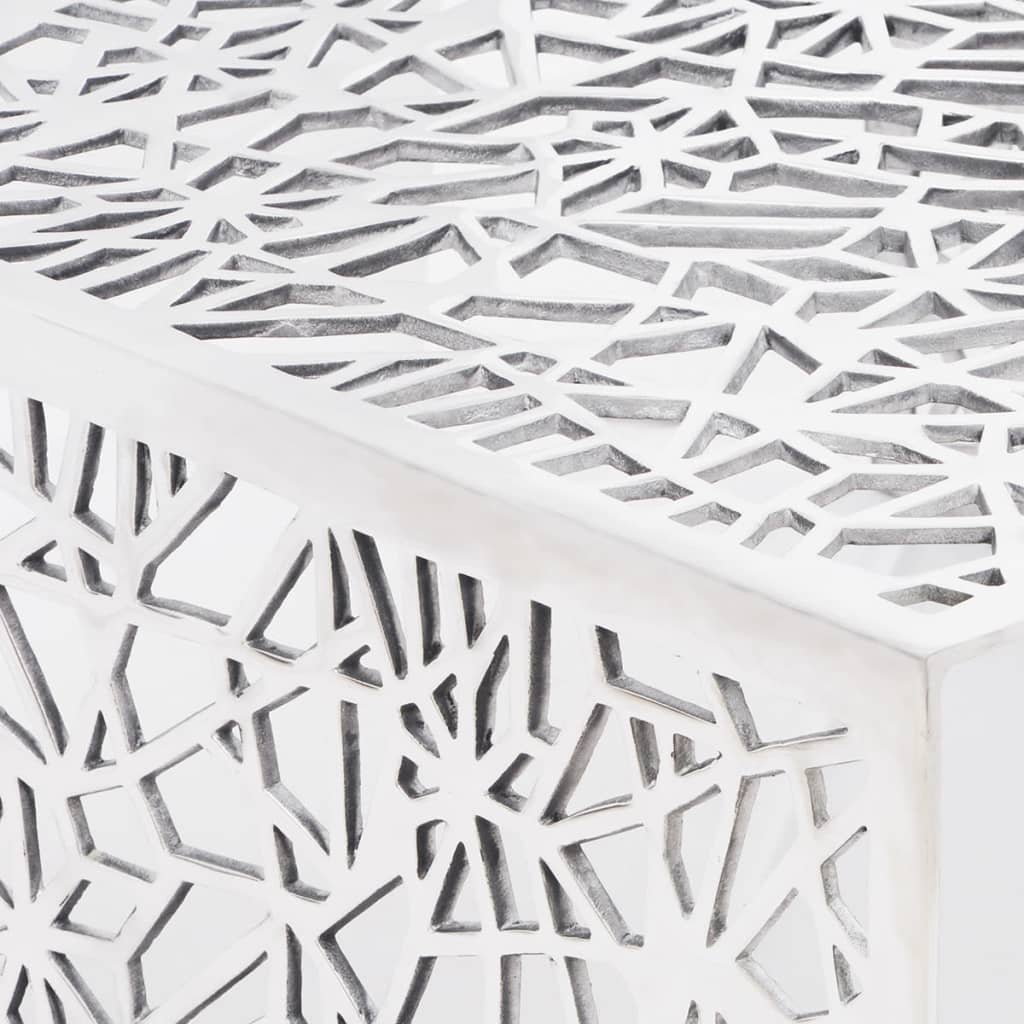 Ażurowy stolik kawowy z aluminium, kolor srebrny - obrazek 4