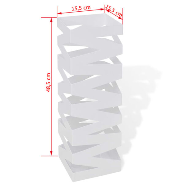 Kwadratowy stojak na parasole i laski, biały, stalowy, 48,5 cm - obrazek 5