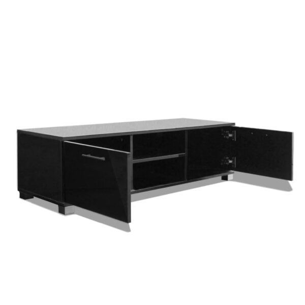 Szafka pod TV na wysoki połysk czarna 120x40,5x35 cm - obrazek 4