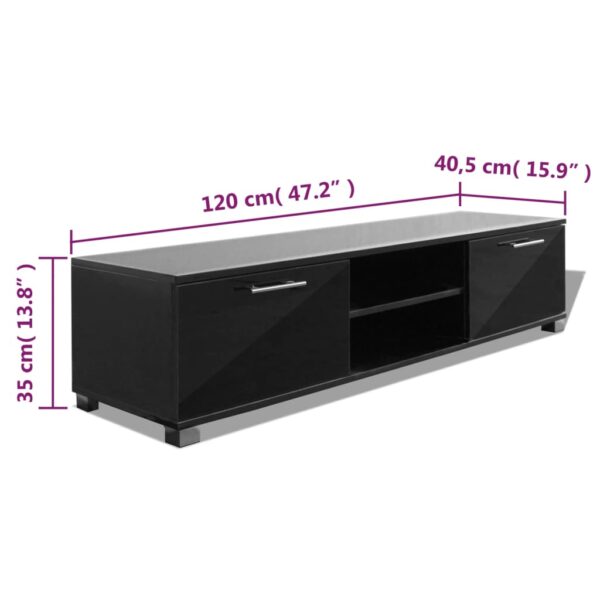 Szafka pod TV na wysoki połysk czarna 120x40,5x35 cm - obrazek 5