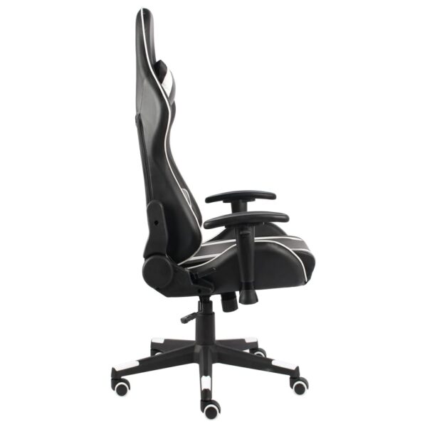 Obrotowy fotel gamingowy, biały, PVC - obrazek 3