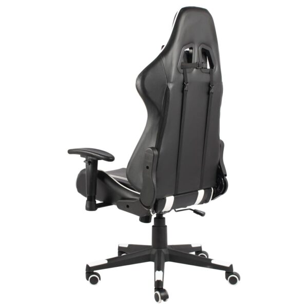 Obrotowy fotel gamingowy, biały, PVC - obrazek 4