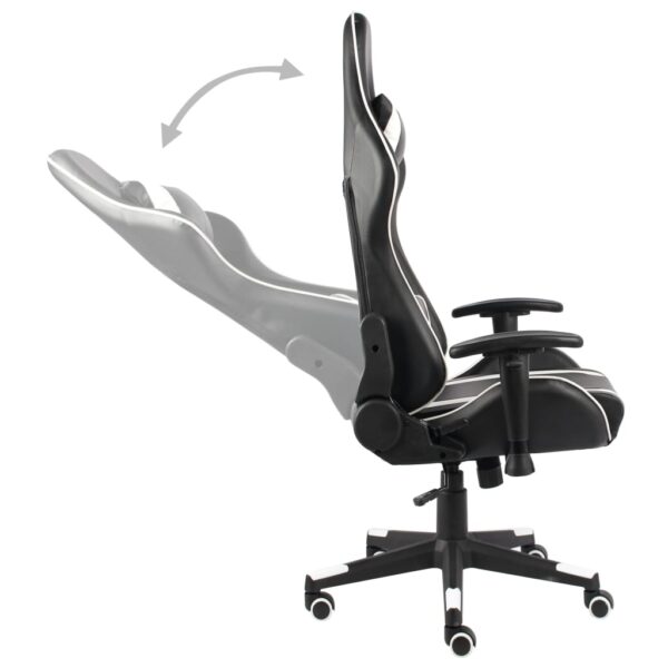Obrotowy fotel gamingowy, biały, PVC - obrazek 5
