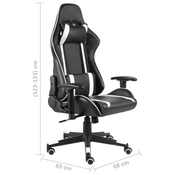 Obrotowy fotel gamingowy, biały, PVC - obrazek 8