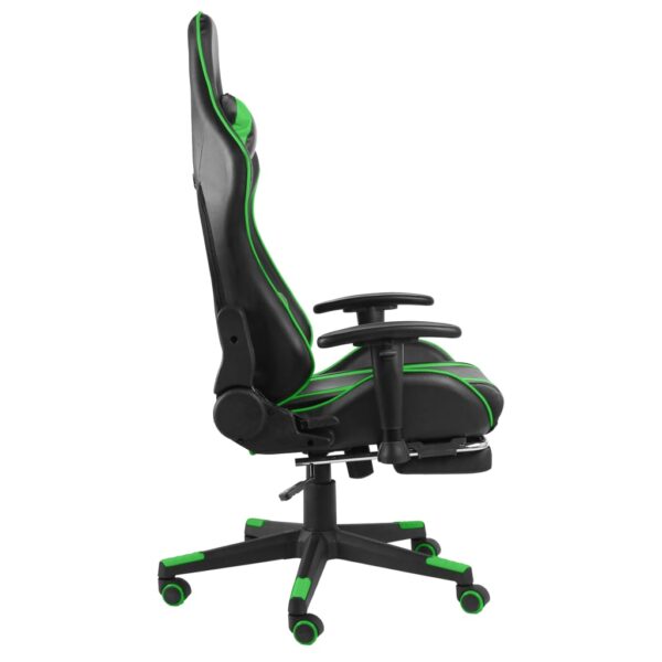 Obrotowy fotel gamingowy z podnóżkiem, zielony, PVC - obrazek 3