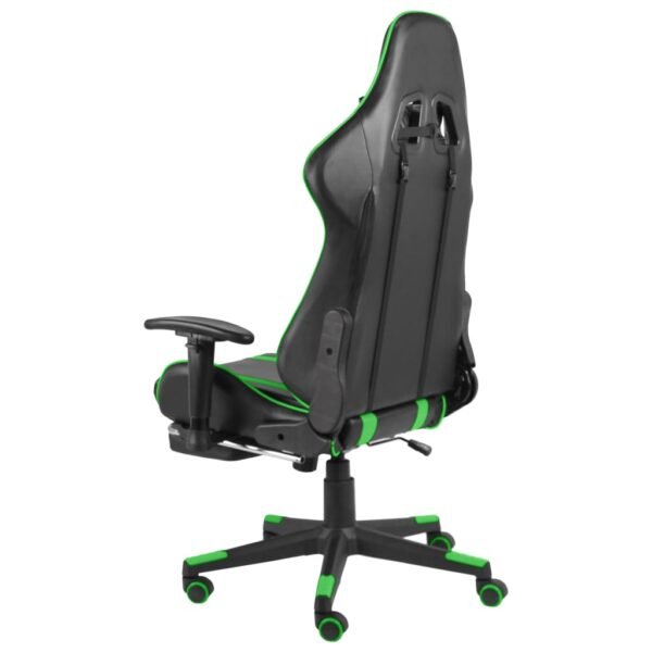 Obrotowy fotel gamingowy z podnóżkiem, zielony, PVC - obrazek 4