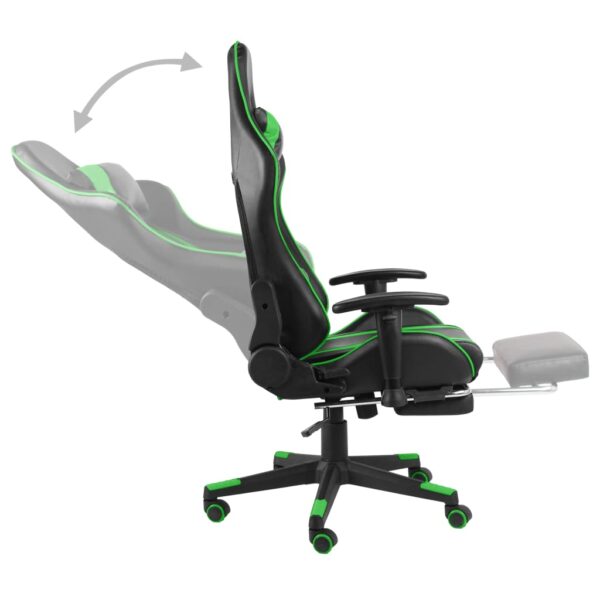 Obrotowy fotel gamingowy z podnóżkiem, zielony, PVC - obrazek 5