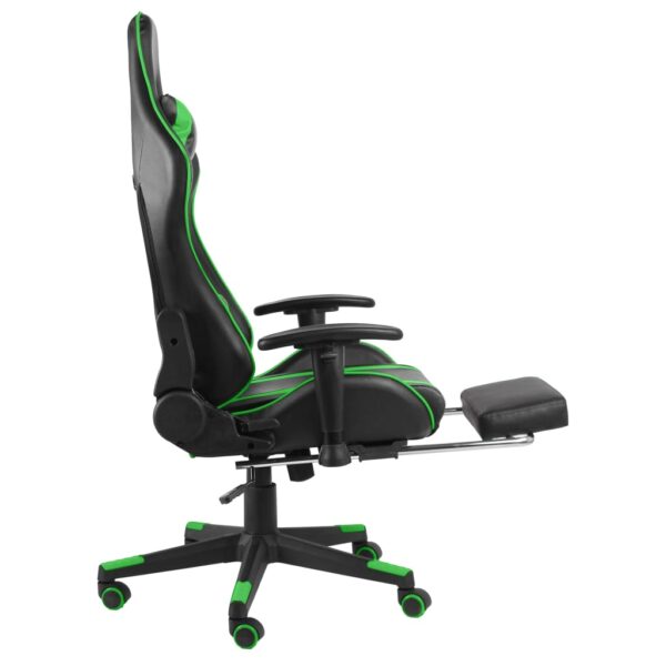 Obrotowy fotel gamingowy z podnóżkiem, zielony, PVC - obrazek 6