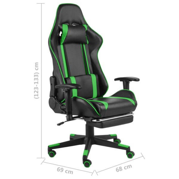 Obrotowy fotel gamingowy z podnóżkiem, zielony, PVC - obrazek 9