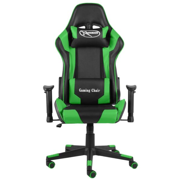 Obrotowy fotel gamingowy, zielony, PVC - obrazek 2