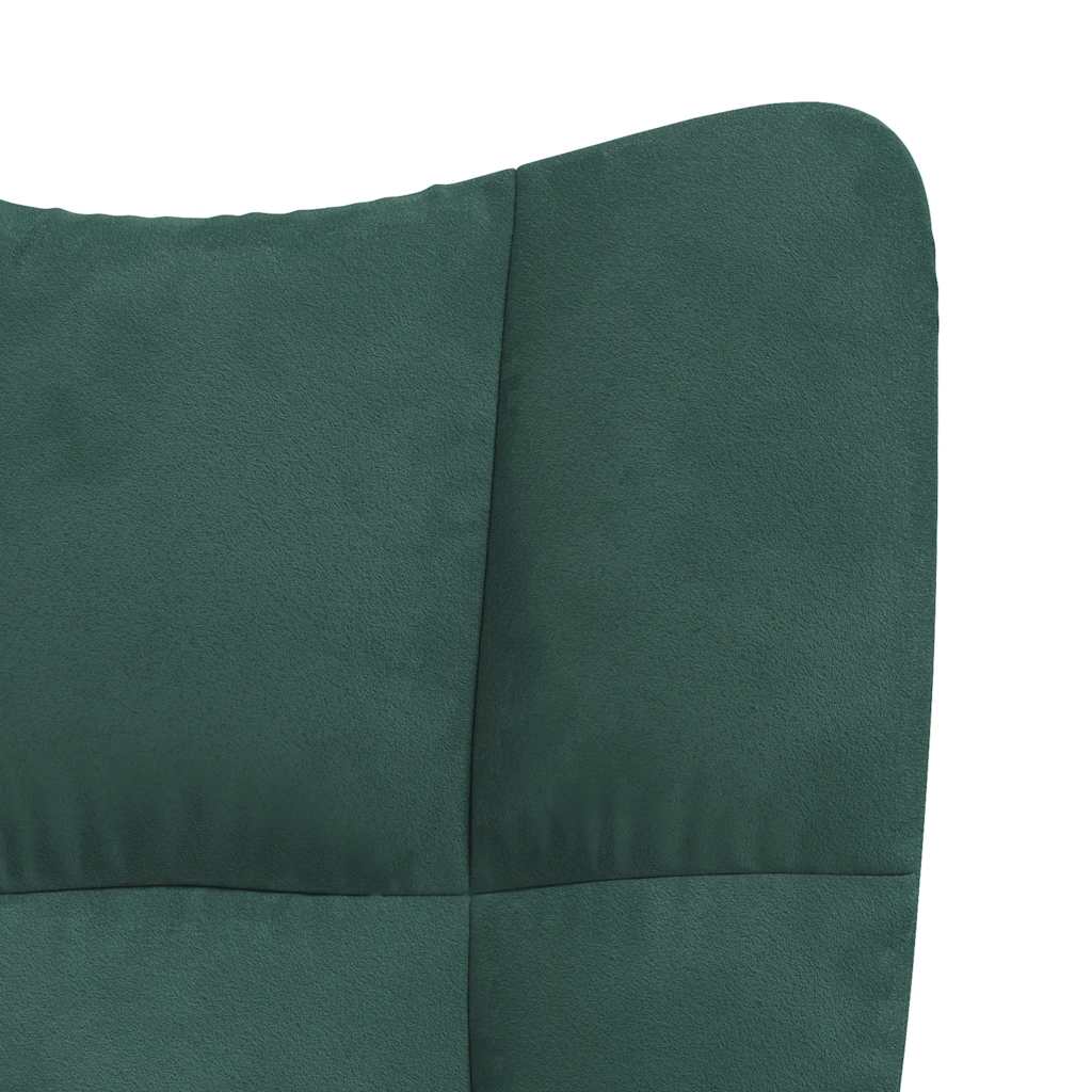 Fotel bujany z podnóżkiem, ciemnozielony, obity aksamitem - obrazek 9