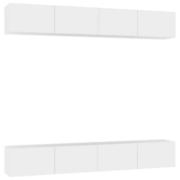 Szafki TV, 4 szt., białe, 100x30x30 cm, materiał drewnopochodny - obrazek 2