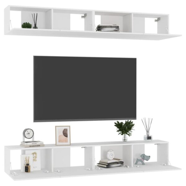 Szafki TV, 4 szt., białe, 100x30x30 cm, materiał drewnopochodny - obrazek 3