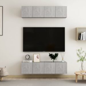 Szafki TV, 4 szt., szarość betonu, 60x30x30 cm, płyta wiórowa