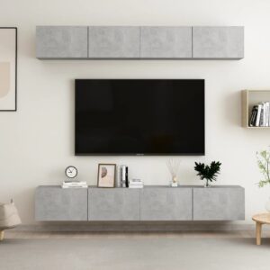 Szafki telewizyjne, 4 szt., szarość betonu, 100x30x30 cm, płyta