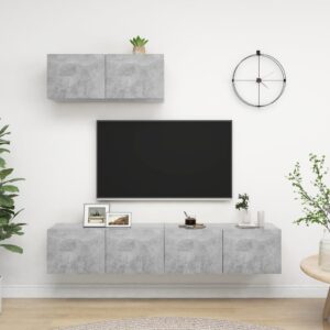 Szafki TV, 3 szt., szarość betonu, materiał drewnopochodny