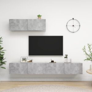 Szafki TV, 3 szt., szarość betonu, materiał drewnopochodny