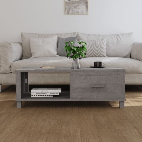Stolik kawowy HAMAR, jasnoszary, 100x55x35 cm, drewno sosnowe - obrazek 3