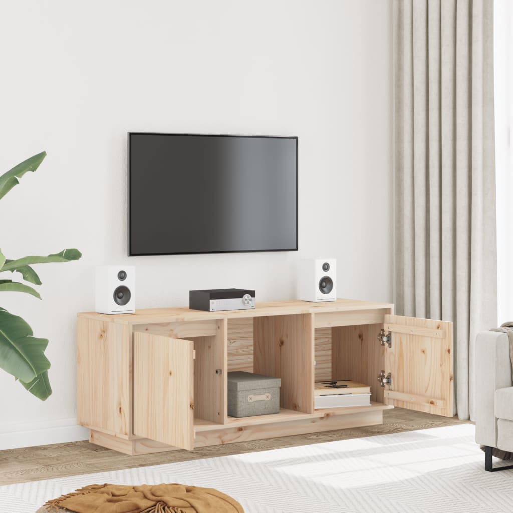 Szafka pod telewizor, 110,5x35x44 cm, lite drewno sosnowe - obrazek 2