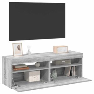 Szafki TV z LED, 2 szt., szary dąb sonoma, 60x35x40 cm