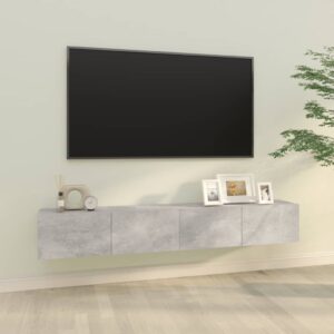 Szafki ścienne pod TV, 2 szt., betonowa szarość, 100x30x30 cm
