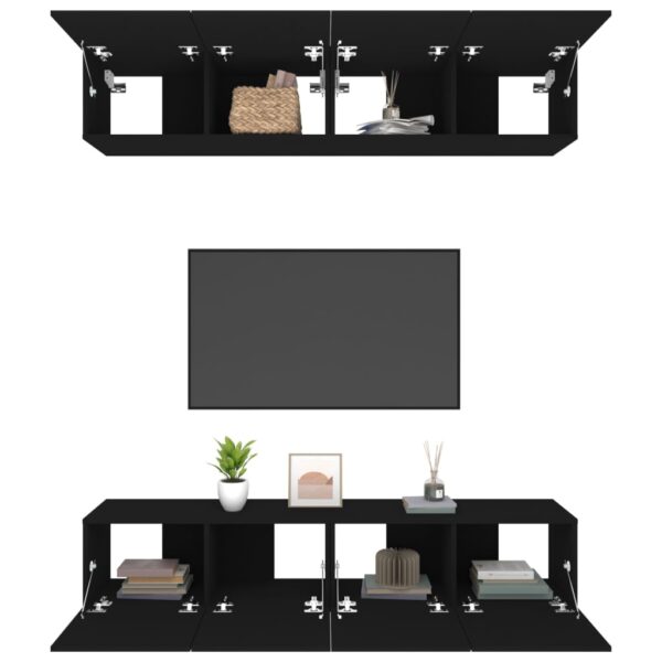 Szafki TV, 4 szt., czarne, 80x30x30 cm, materiał drewnopochodny - obrazek 5