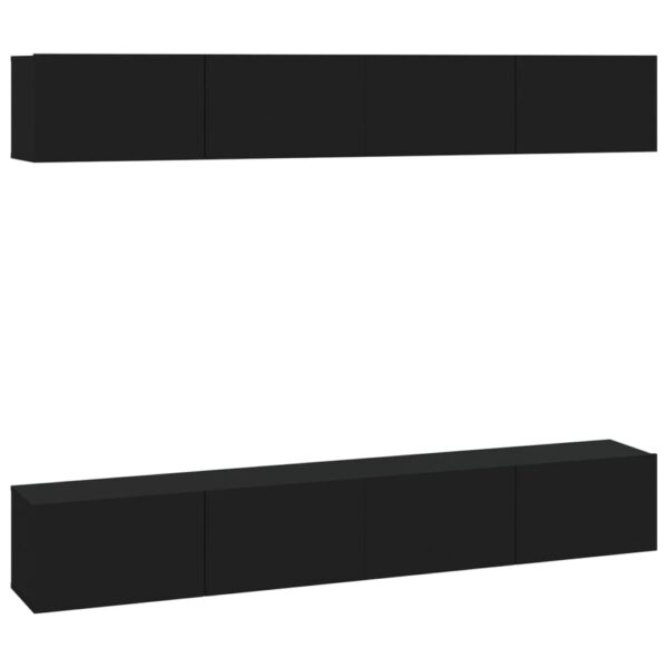 Szafki ścienne pod TV, 4 szt., czarne, 100x30x30 cm - obrazek 2