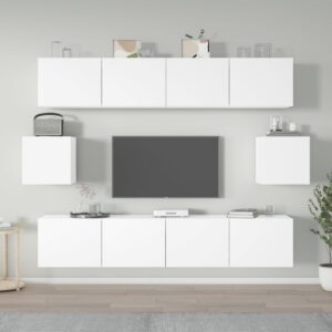 Zestaw 6 szafek telewizyjnych, biały, materiał drewnopochodny