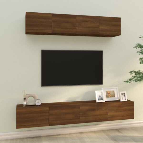 Zestaw 4 szafek TV, brązowy dąb, materiał drewnopochodny