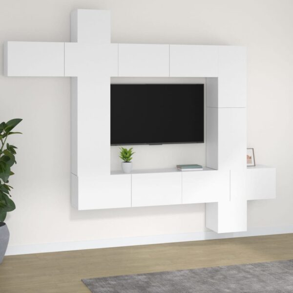 Zestaw 9 szafek TV, biały, materiał drewnopochodny