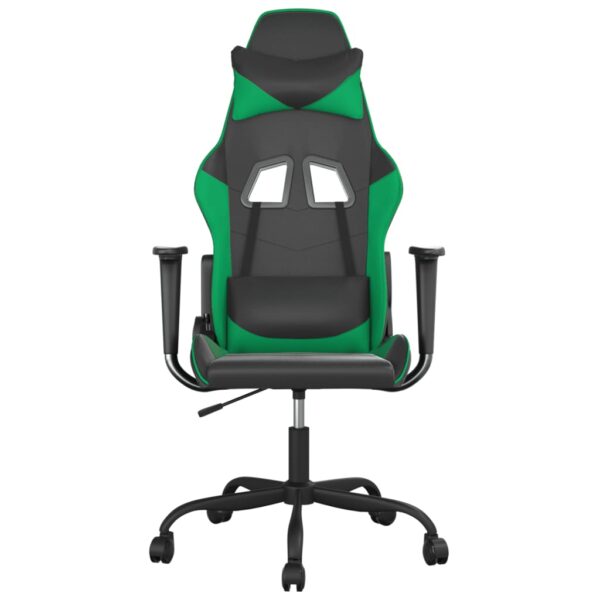 Masujący fotel gamingowy, czarno-zielony, sztuczna skóra - obrazek 3