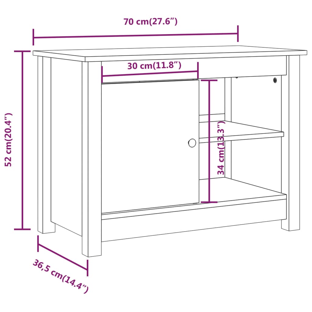 Szafka pod telewizor, 70x36,5x52 cm, lite drewno sosnowe - obrazek 10