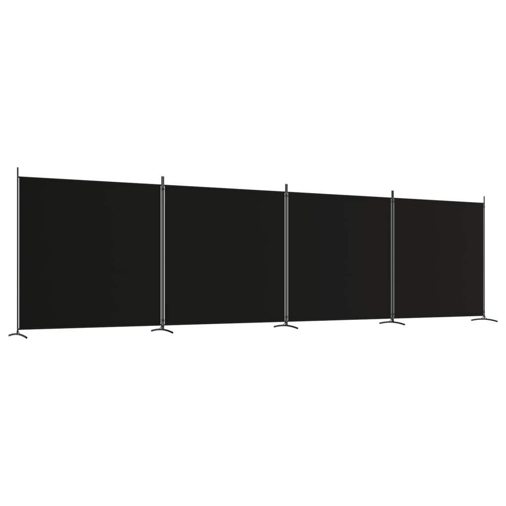 Parawan 4-panelowy, czarny, 698x180 cm, tkanina - obrazek 2