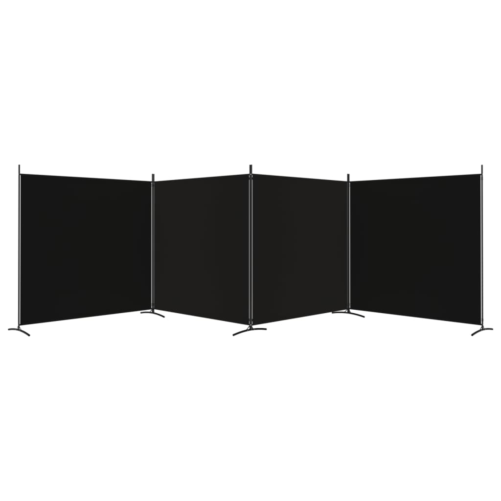 Parawan 4-panelowy, czarny, 698x180 cm, tkanina - obrazek 4