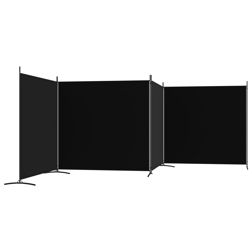 Parawan 4-panelowy, czarny, 698x180 cm, tkanina - obrazek 5