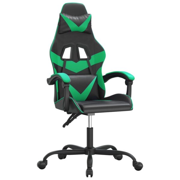 Obrotowy fotel gamingowy, czarno-zielony, sztuczna skóra - obrazek 2