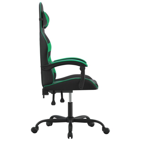 Obrotowy fotel gamingowy, czarno-zielony, sztuczna skóra - obrazek 4