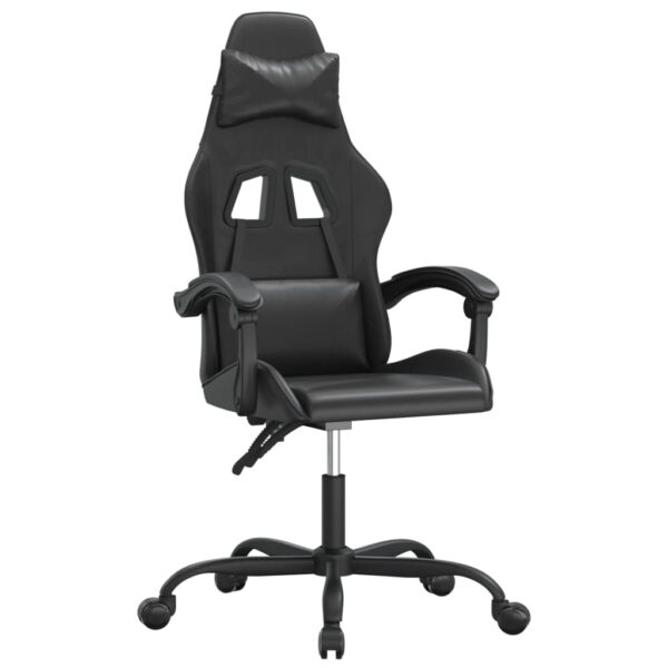 Obrotowy fotel gamingowy, czarno, sztuczna skóra - obrazek 2