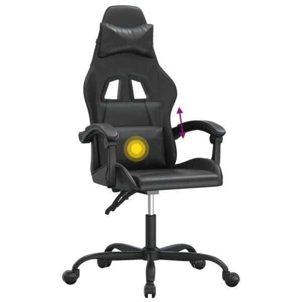 Obrotowy fotel gamingowy, czarno, sztuczna skóra - obrazek 11