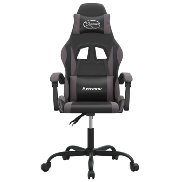 Obrotowy fotel gamingowy, czarno-szary, sztuczna skóra - obrazek 3