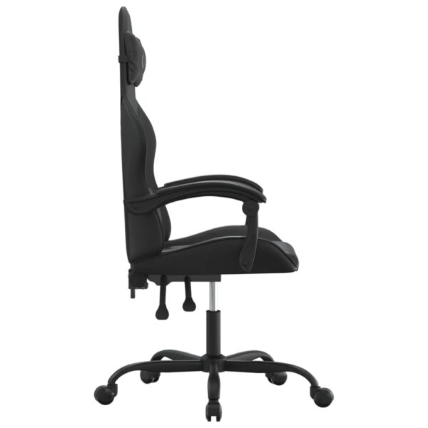 Obrotowy fotel gamingowy, czarno, sztuczna skóra - obrazek 4
